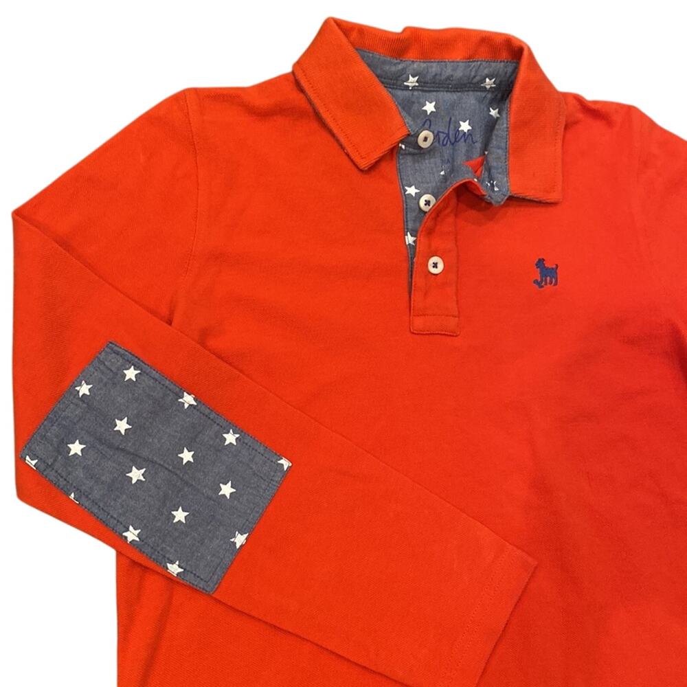 NWOT Mini Boden Long Sleeve Orange Stars Polo Shirt Size 11-12 Years